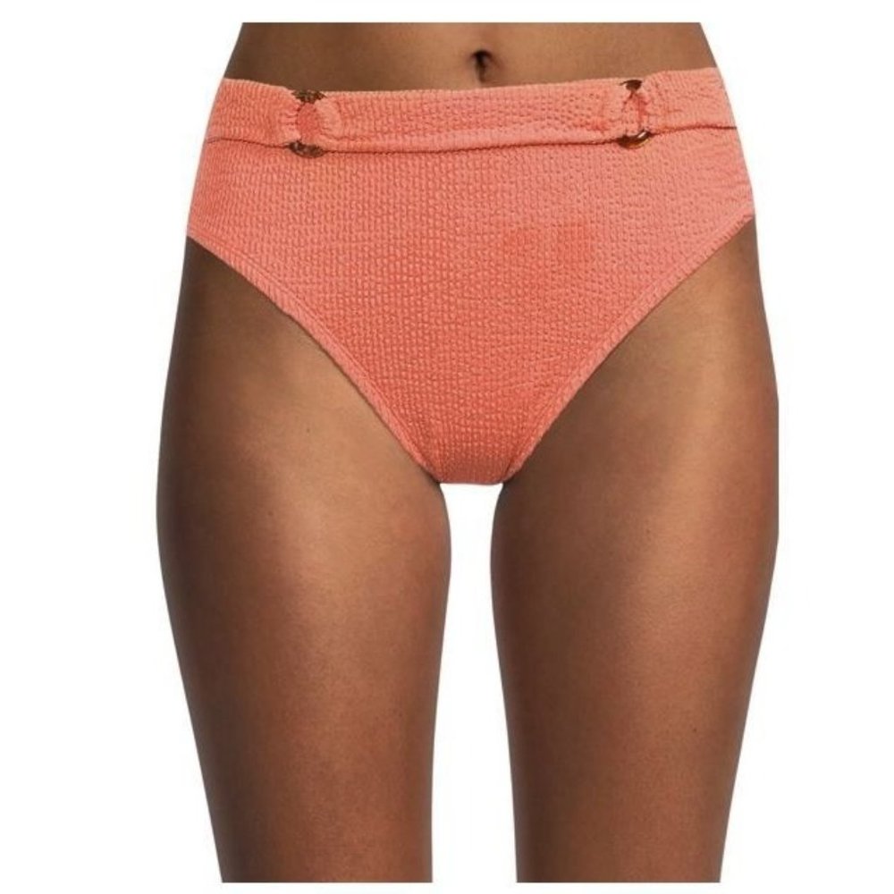 NEW‎ Time And Tru Women's Crinkle Orange Faux Ring Bikini Swim Bottom 3X 24w-26w